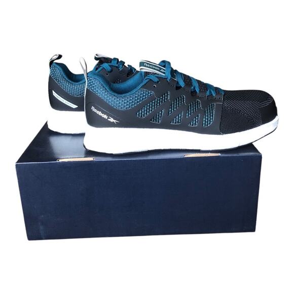 Reebok NIB Fusion Flex Weave Work Athletic Work Shoe Extra Wide Toe Blk Teal 12M - Picture 6 of 12